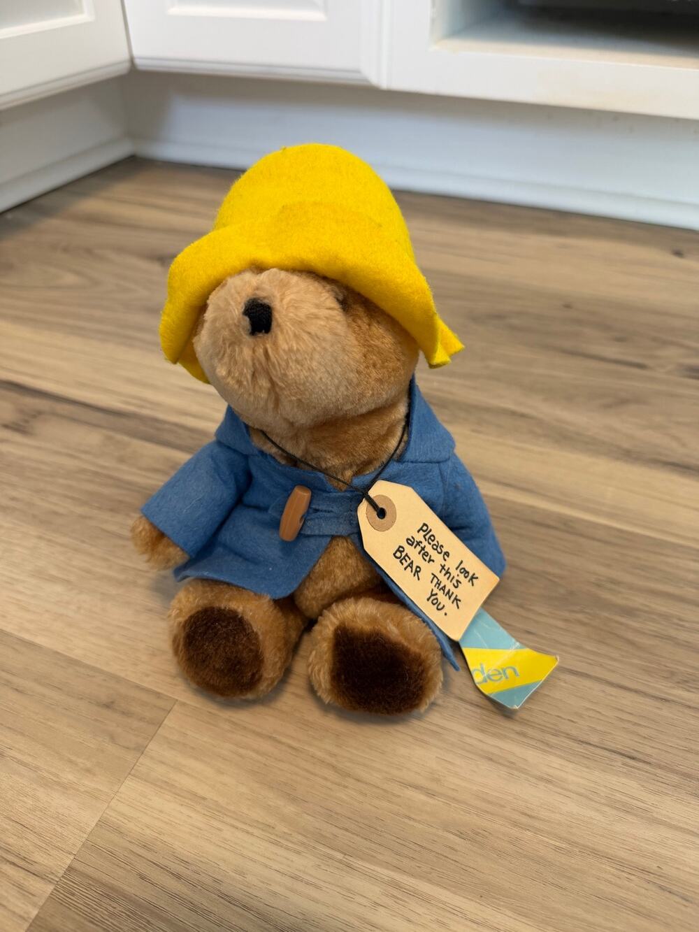 Vintage Paddington Bear Plush 10" Doll Toy Yellow Hat Blue Coat Eden Toys 1975